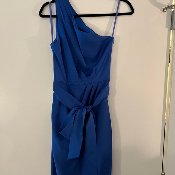 Ted Baker Gabie One Shoulder Drape midi Dress - Blue - Picture 11 of 12